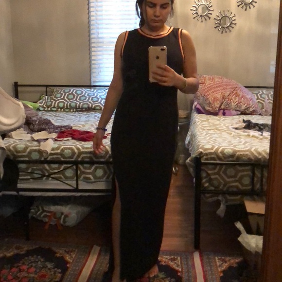Black free people beach maxi dress with sexy slit - Picture 4 of 5